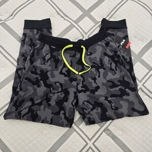 Fila Men's Black & Gray Camouflage Joggers W Neon Accents Size Medium